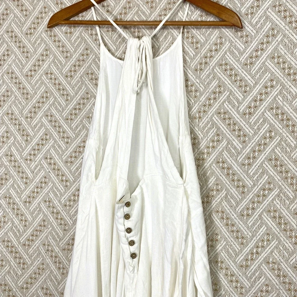 Free People Sz Medium Maxi Dress Coastal Gauze Cottagecore Fairy Beach Ethereal